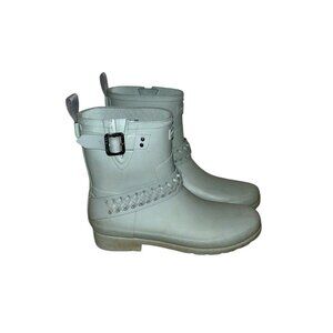 Hunter Sea Spray Blue Refined Ankle Studded Biker Western Rain Boot Size US 8